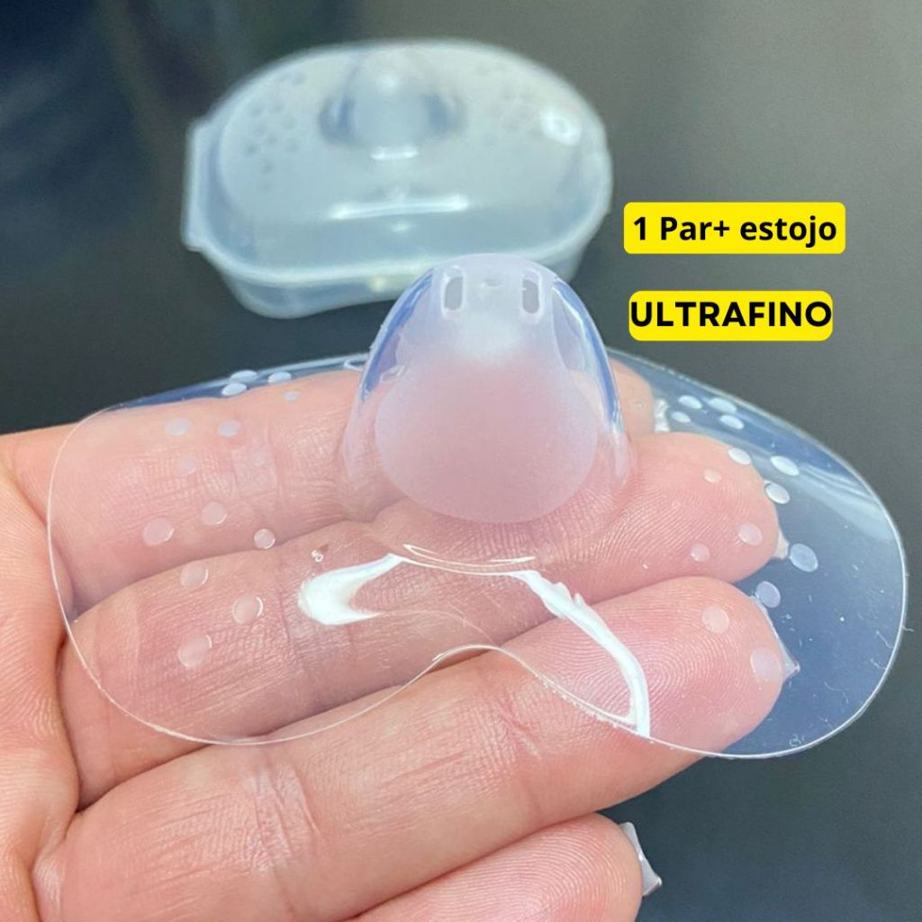 Protetor De Mamilo Bico Silicone Seio Amamentação Reutilizável Peito Par +Estojo