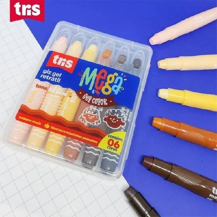 Giz De Cera Retrátil Tris Mega Gel Tons De Pele  