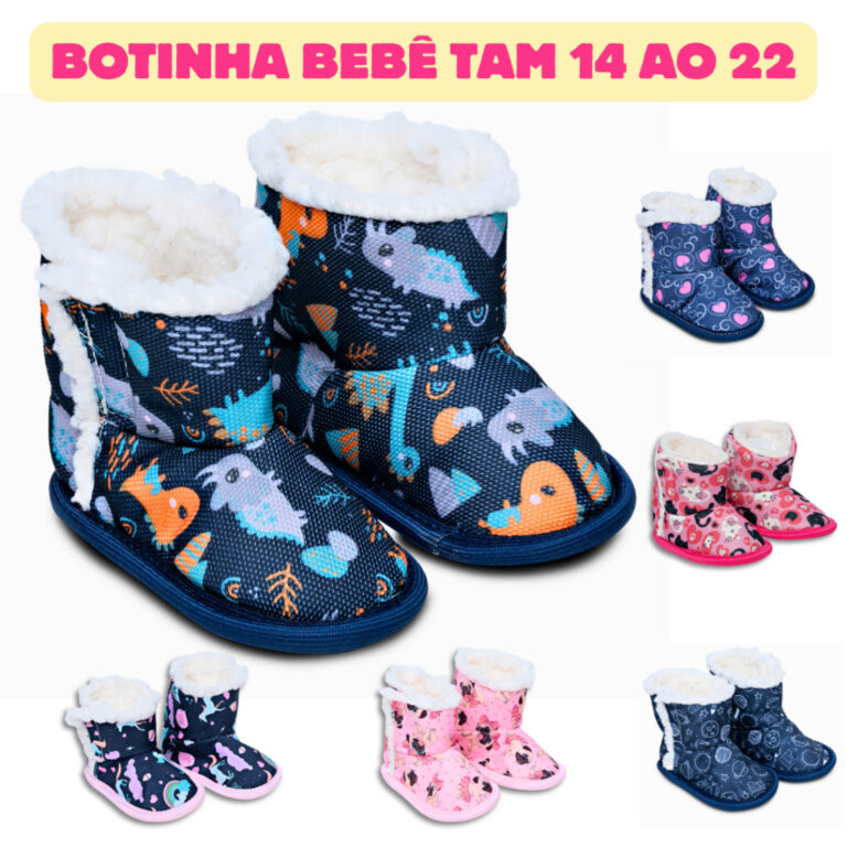 Botinha Bebê Pantufa Menina e Menino Tam 14 ao 22