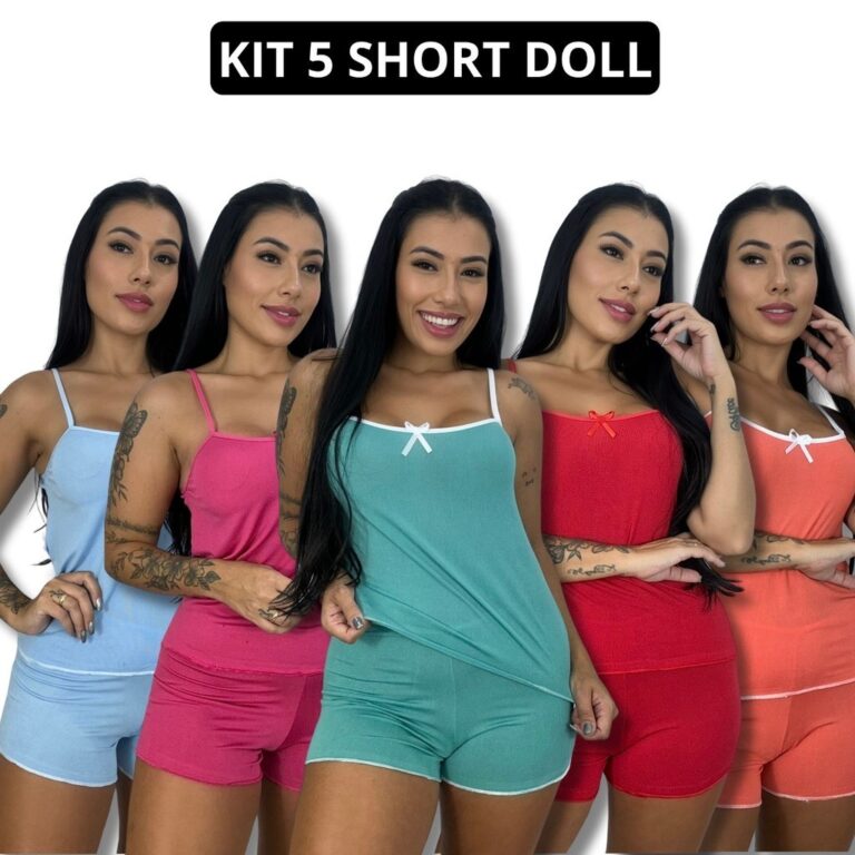 Kit 5 Baby Doll Micro LISO Short Doll Lingerie Sex