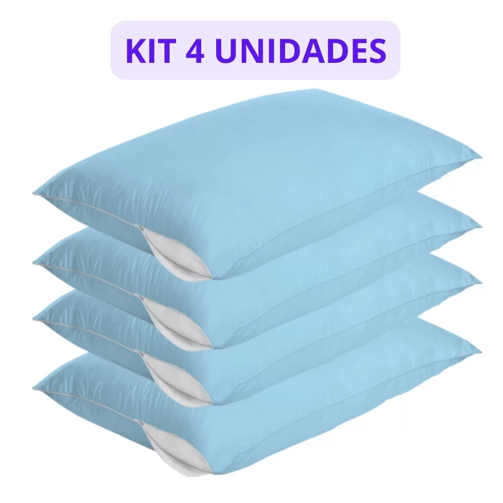 Kit 4 Capas Protetoras Fronha Travesseiro com Ziper Anti Ácaro Proteção Completa – Várias Cores