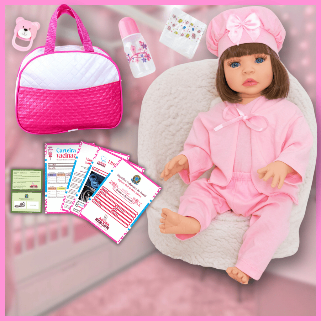 Bebê Reborn Realista Boneca Silicone Pode dar Banho Com Bolsa de Maternidade
