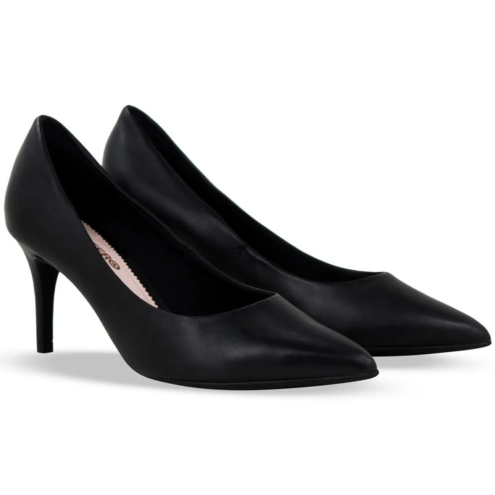 Scarpin Couro Bottero Salto Alto Bico Fino Fosco Feminino – Preto
