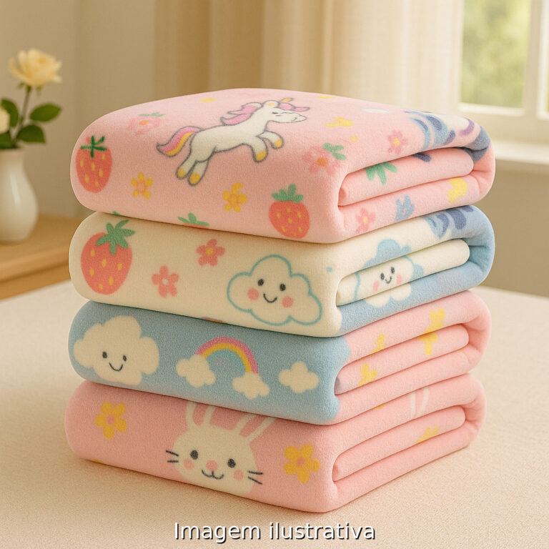 3 Manta Cobertor de Bebe Estampada 1,00 x 0,80m Me
