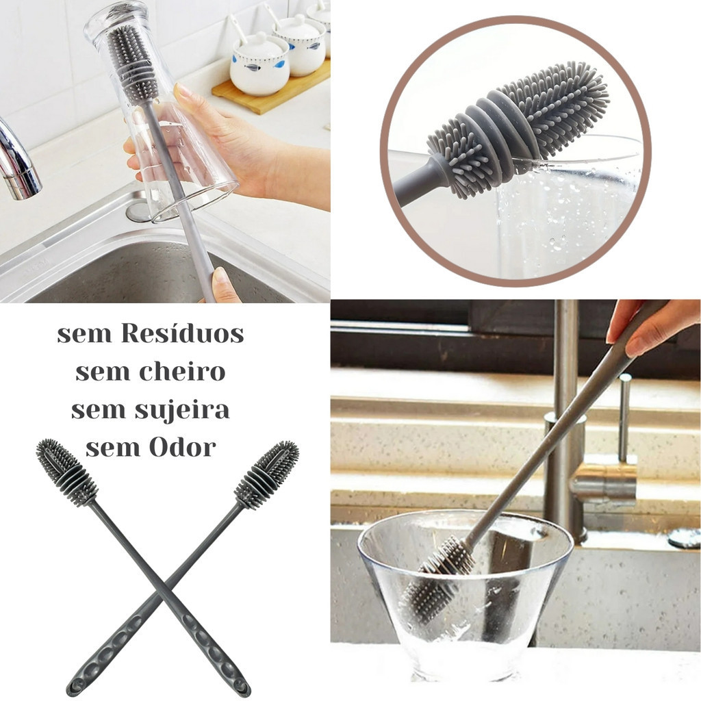 Escova de Cozinha para Copos, Garrafas e Mamadeiras Sem Odor Sem Cheiro