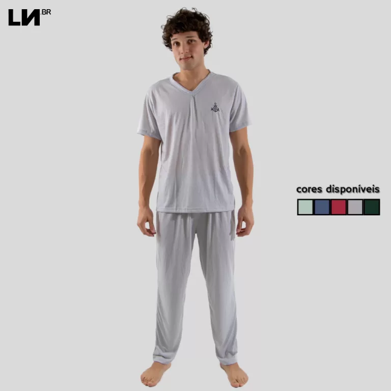 Pijama Masculino Calça e Camisa Manga Curta Malha