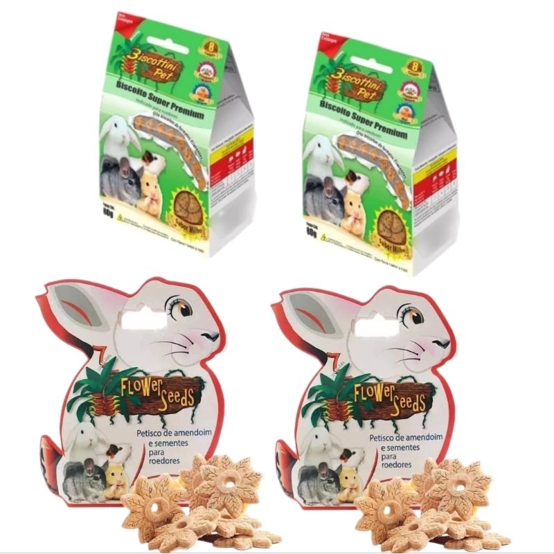 KIT 4 BISCOITOS  Petiscos Roedores Hamsters e coelho De Amendoim Flower Seeds