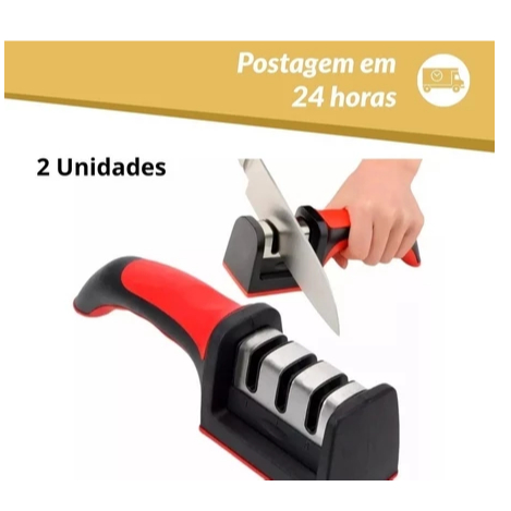 KIT 2 Amolador Afiador De Facas Em Aço Inox Com 3