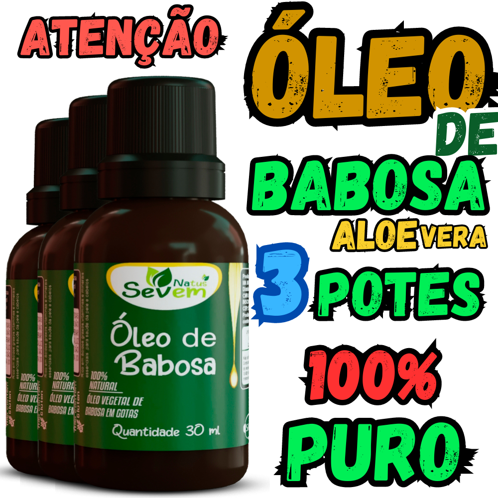 óleo de babosa ou óleo de aloe vera 100% puro com Saponinas 30ml puro