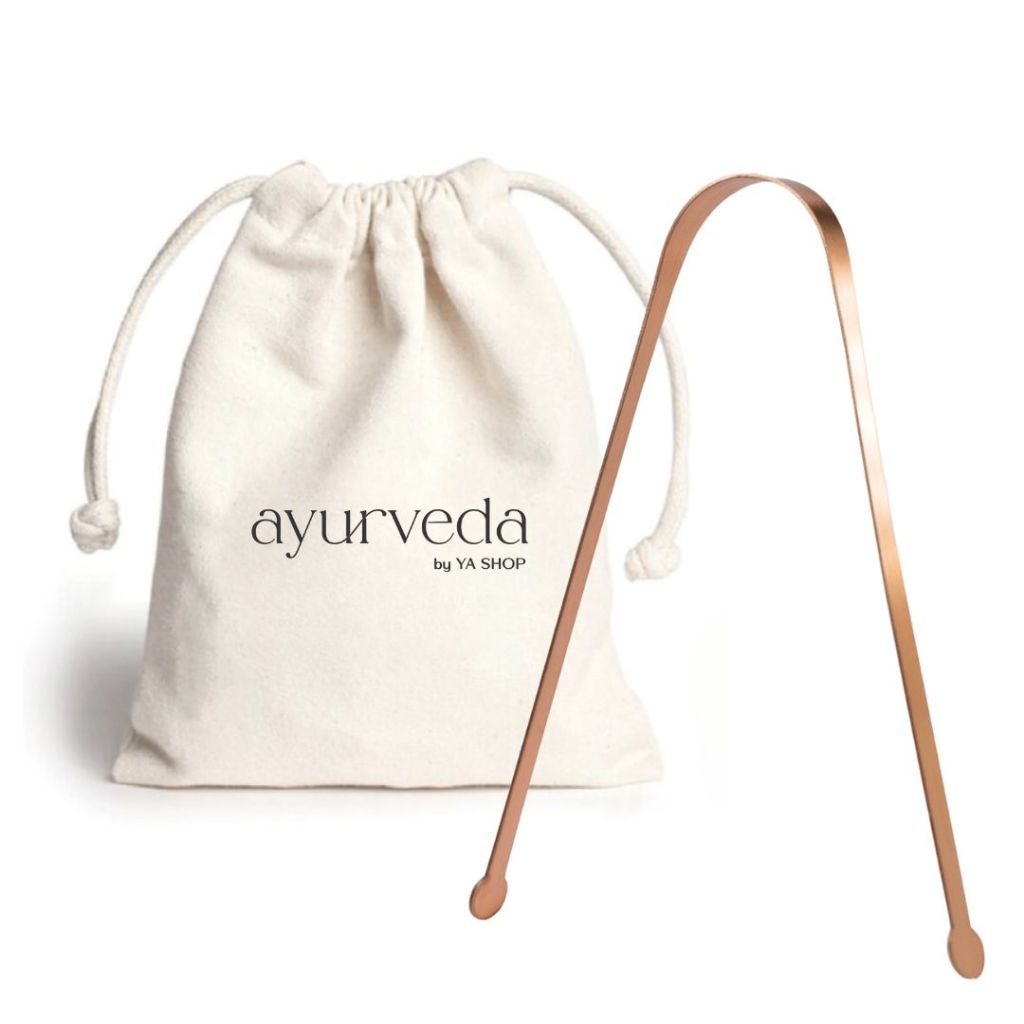 Raspador de Lingua Cobre Puro com Saquinho Algodão AYURVEDA