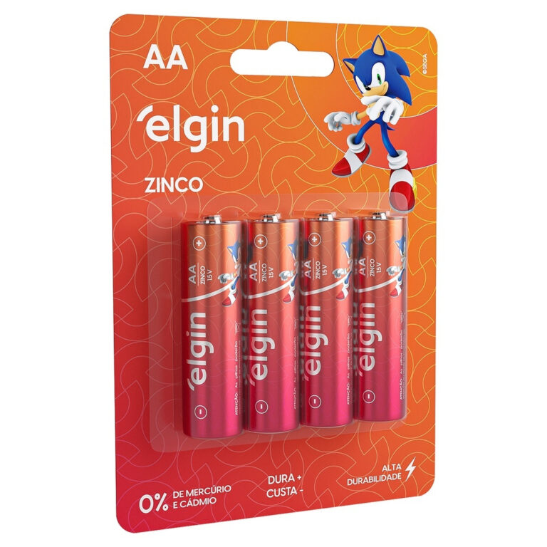 Pilha AA Zinco 1.5V Elgin Cartela com 4 Unidades