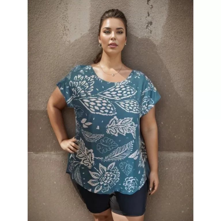 Blusa Feminina manga curta estampada plus size 