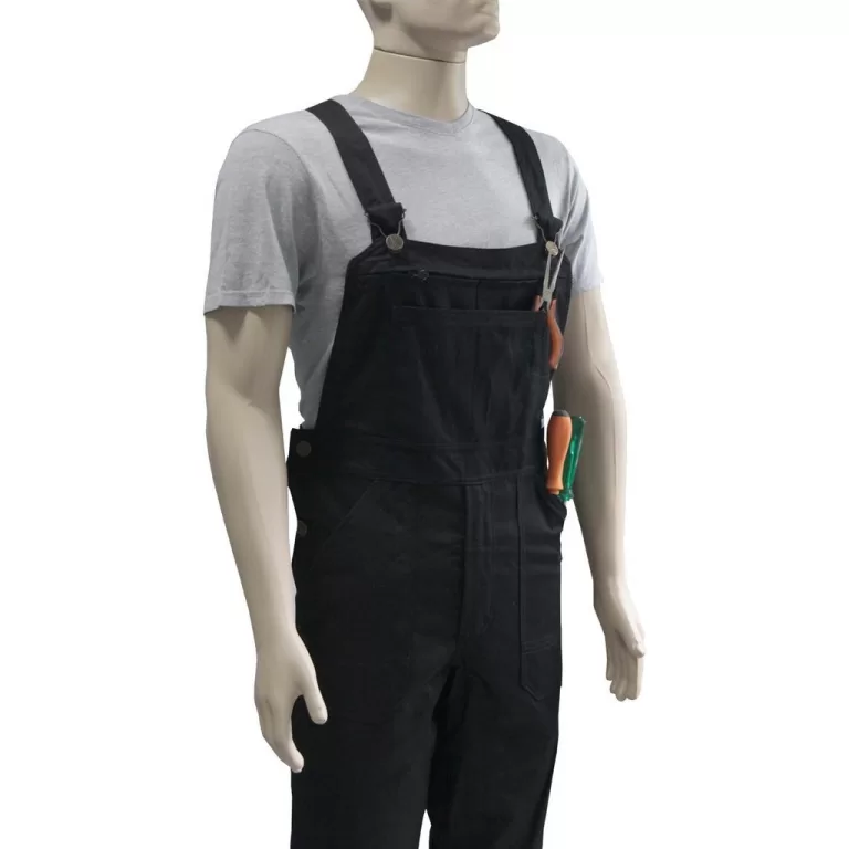 Jardineira Sarja Masculino Preto Comfort Plus Size