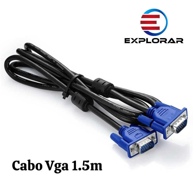 Cabo Vga Vga Macho Macho 1.5M Com Filtro Para Monitor Pc Tv Projetor