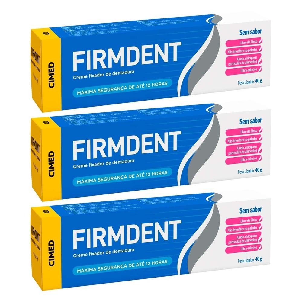 Kit 3 und Fixador de Dentadura Firmdent Creme 40g S/ Sabor