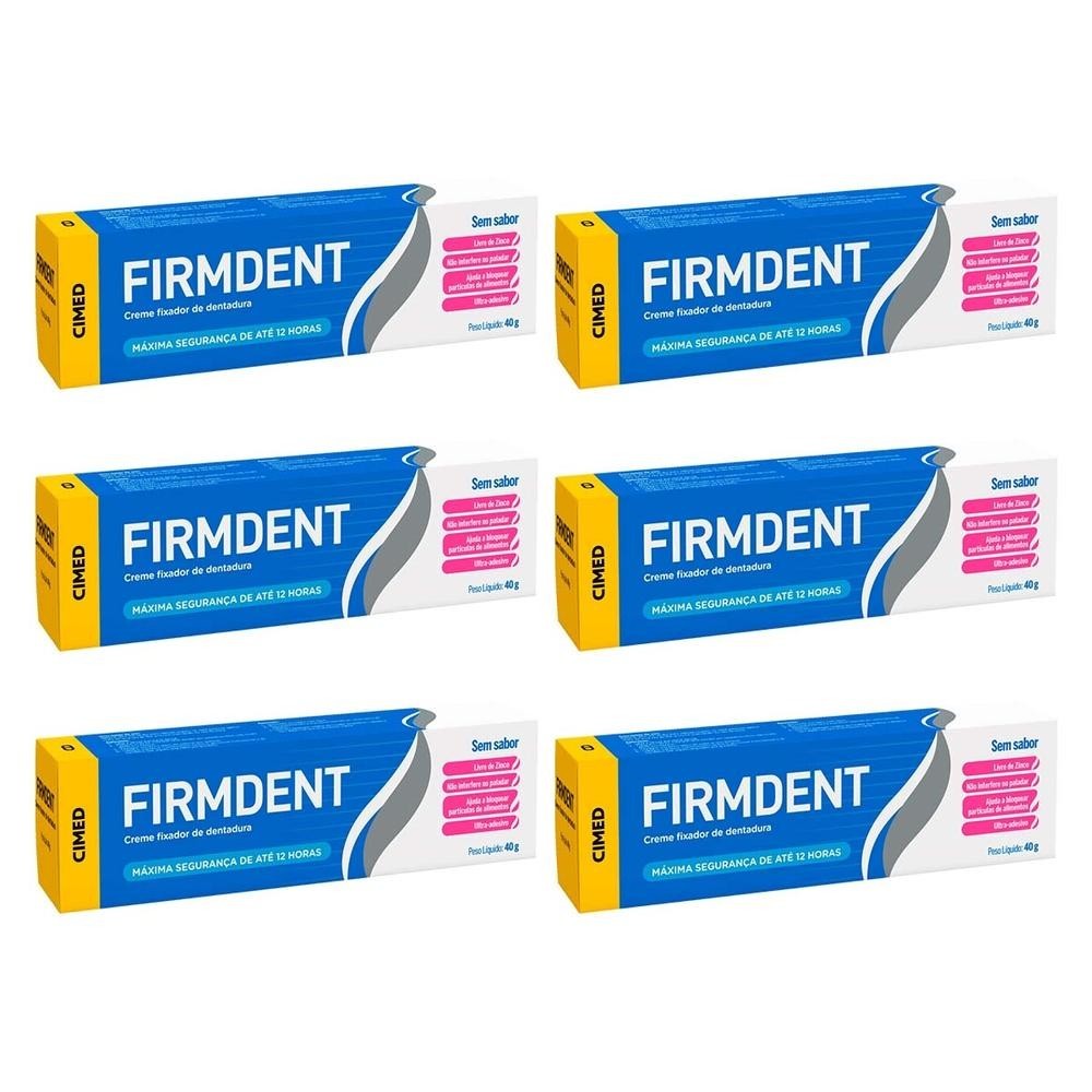 Kit 6 und Fixador de Dentadura Firmdent Creme 40g S/ Sabor