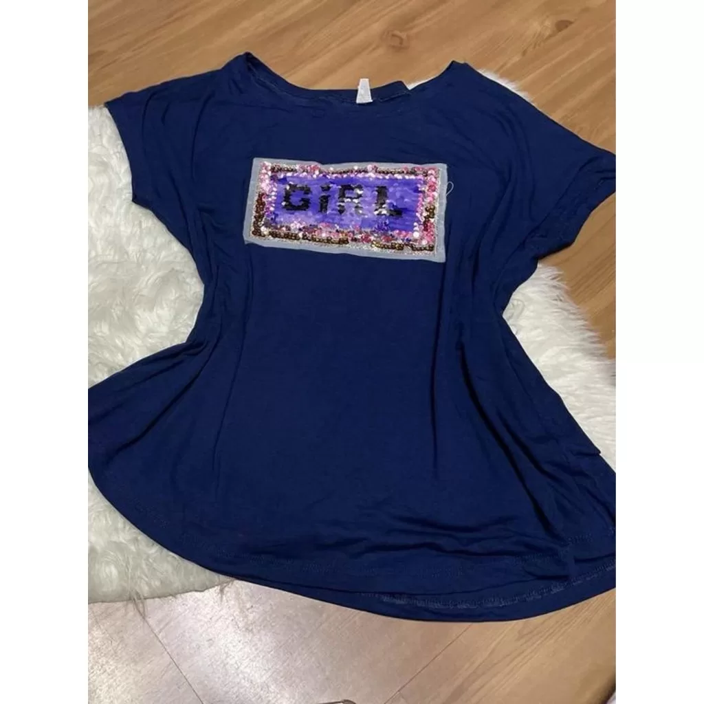 T SHIRTS PLUS SIZE COM ESTAMPAS DE PAETÊ – ESTAMPAS SORTIDAS –  TAMANHO ÚNICO PLUS SIZE –  IDEAL PAR