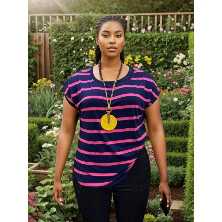 Blusinha Viscolycra LISTRADA Premium plus size 