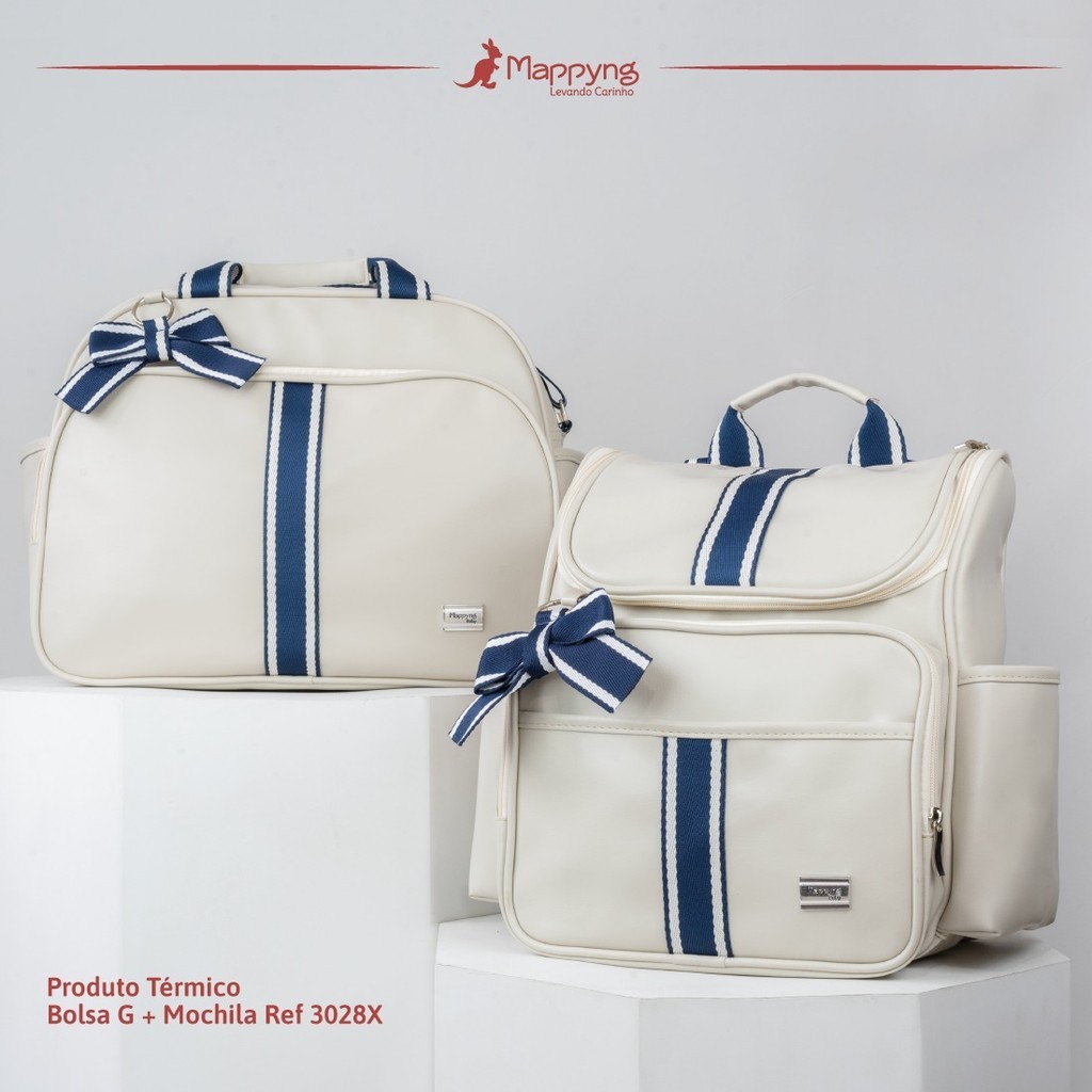 Bolsas Maternidade Menino Mochila Térmica Kit Bebê Azul Impermeável Premium Luxo Com Trocador