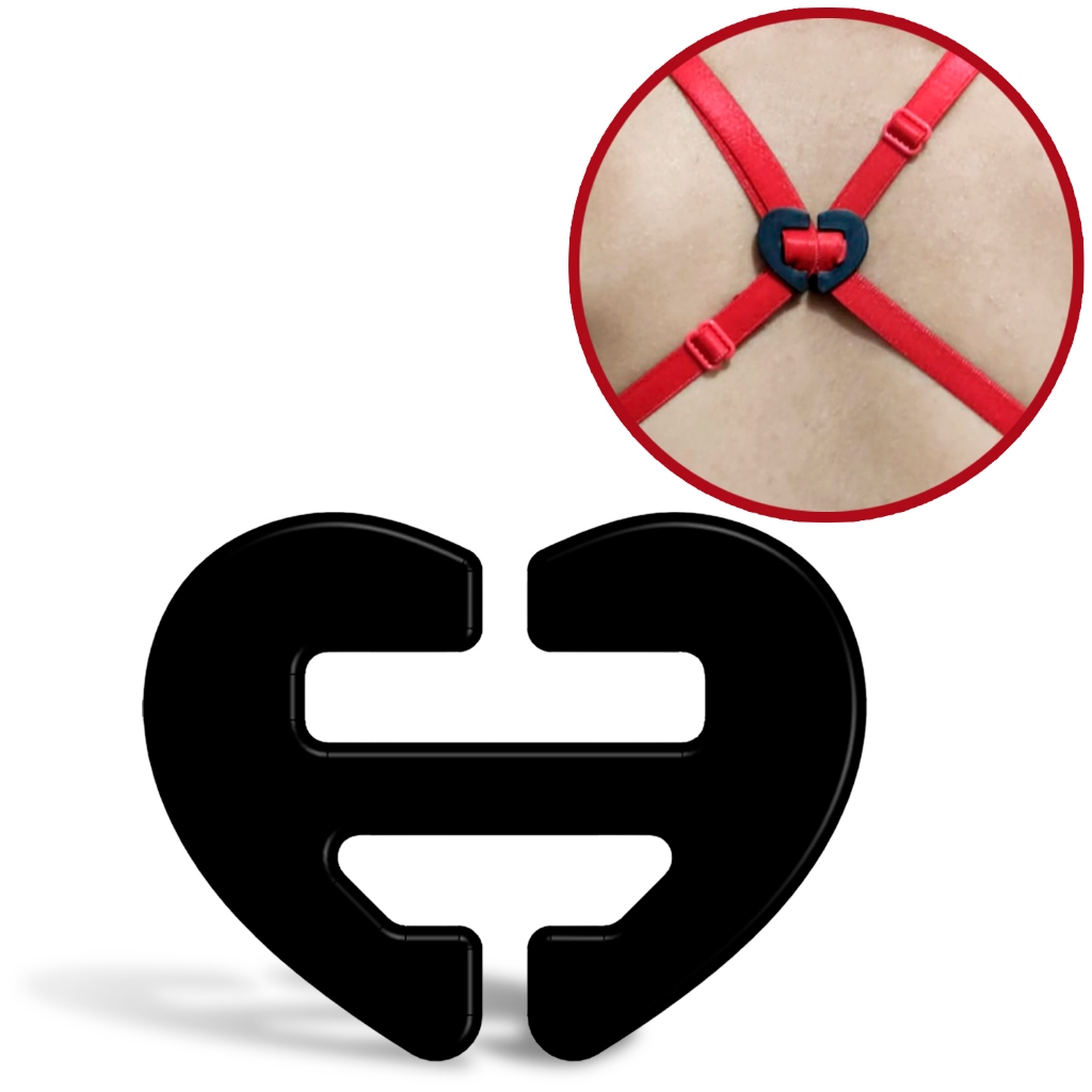 Clip Esconde Alça Sutiã Sutian Coração Preto Gancho Prendedor De Alças