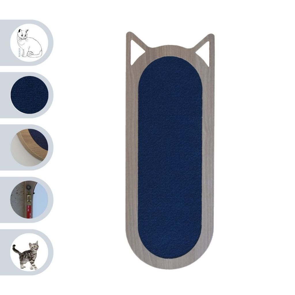 Arranhador Gato Tamanho Médio M Piso e Parede Frajola Carpete Amadeirado e Branco