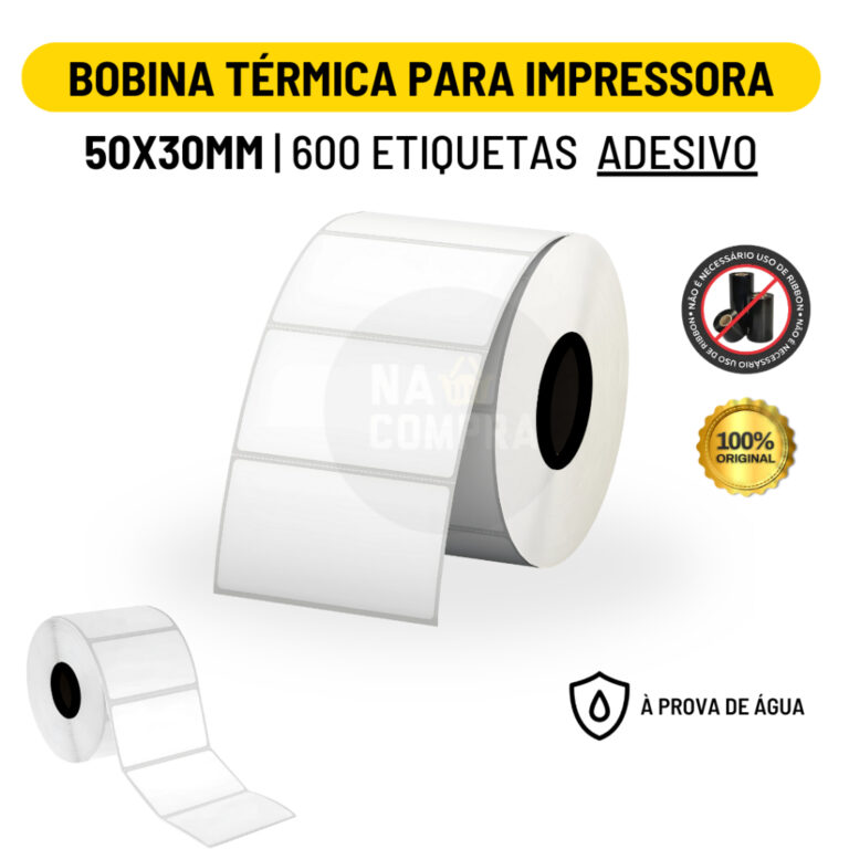 Rolo Etiqueta Adesiva 50x30mm 5x3cm (1 coluna) Imp