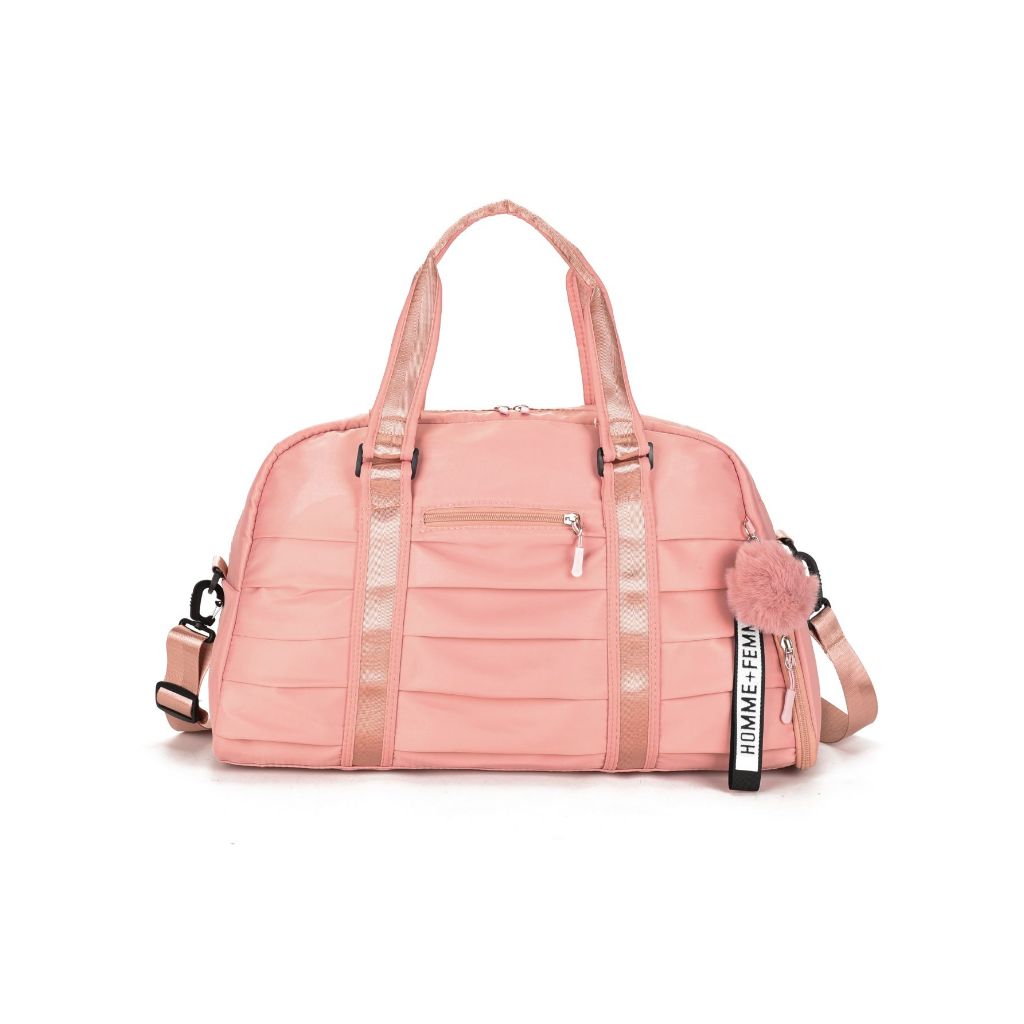 bolsa mala academia e viagem feminina com alça transversal  Impermeavel Chaveiro Pompom