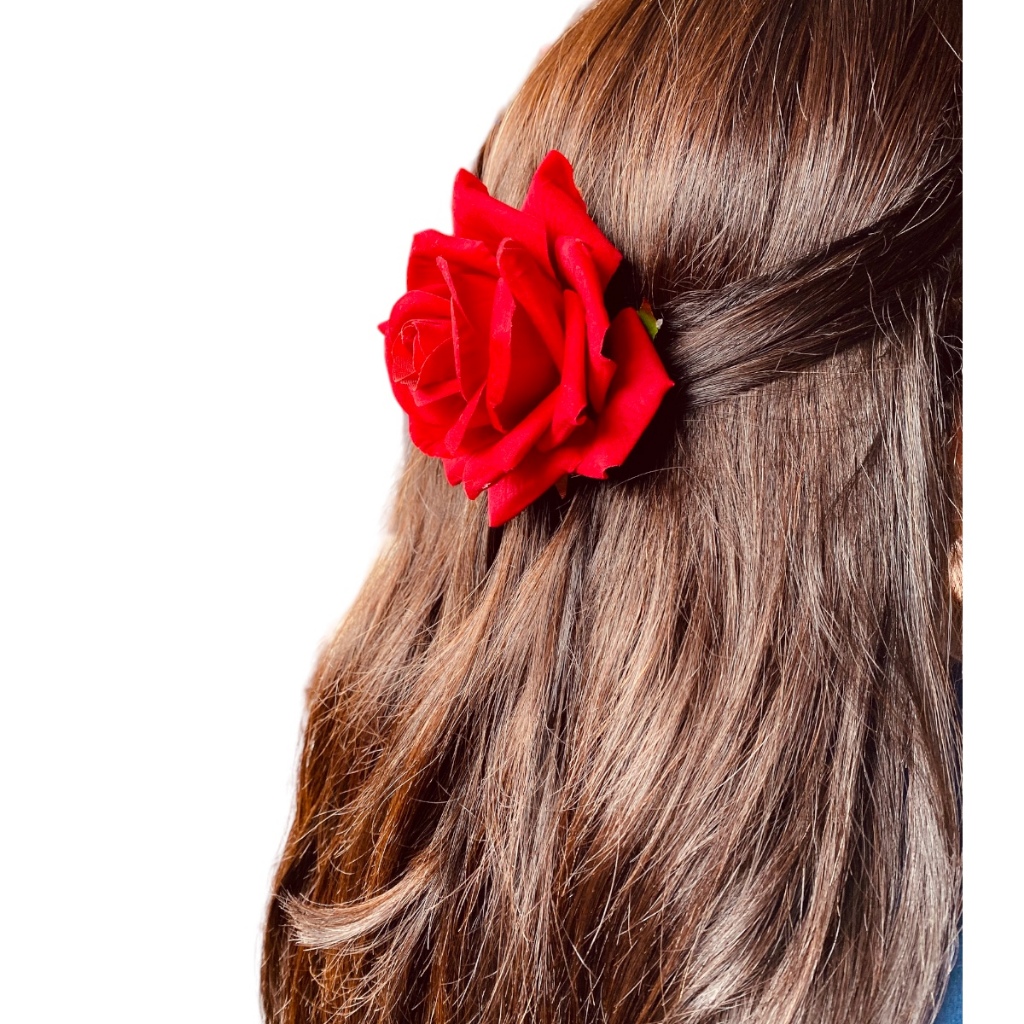 13 Rosa Presilha De Cabelo Aveludada Acessório Cigano Vermelha Atacado