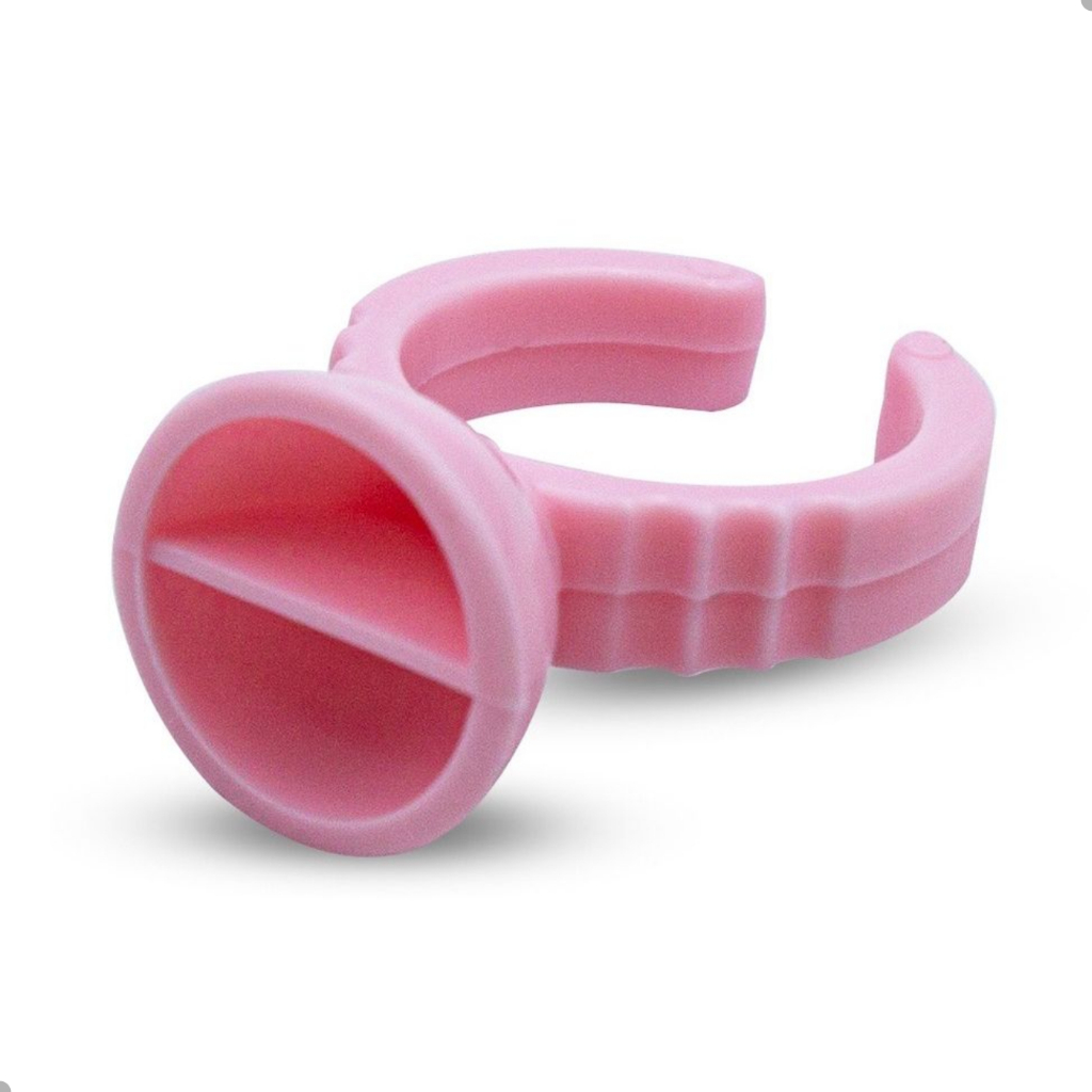 Kit 100 Anel Batoque Porta Cola Extensão de Cilios com Divisoria Tinta Micropigmentação Henna Cores