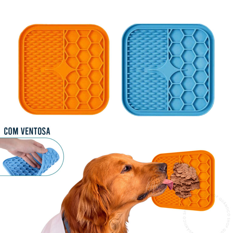 Tapete Comedouro De Lamber Para Cães Gatos Com Ve