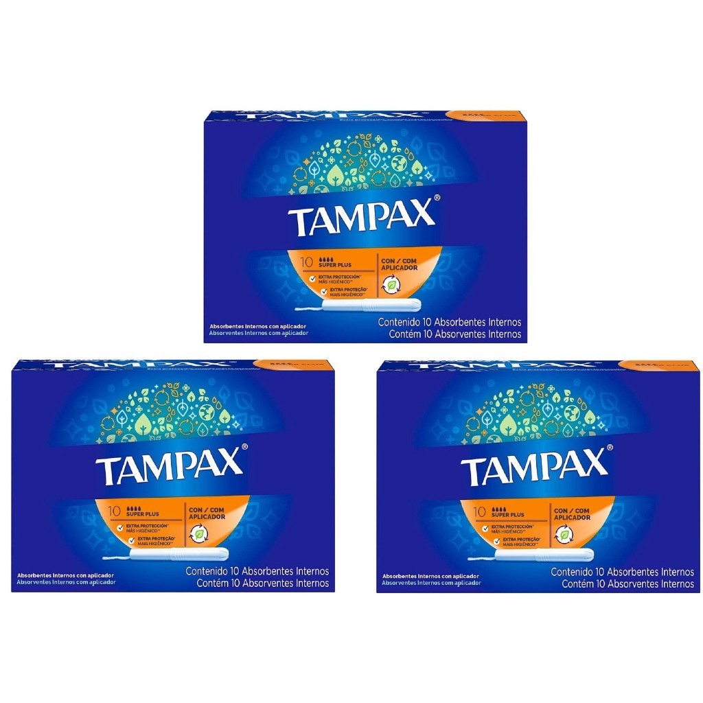 Kit 3 Unidades Absorvente Interno Tampax Super Plus 10 Unidades