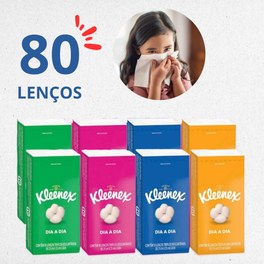 80 Lenço de Papel Triplo Kleenex Kit Descartavel Pano Toalhas