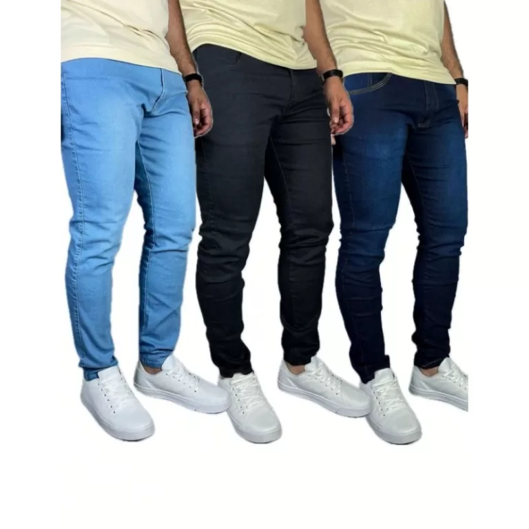 Kit 3 Calças Jeans Básicas Skinny com elastano o
