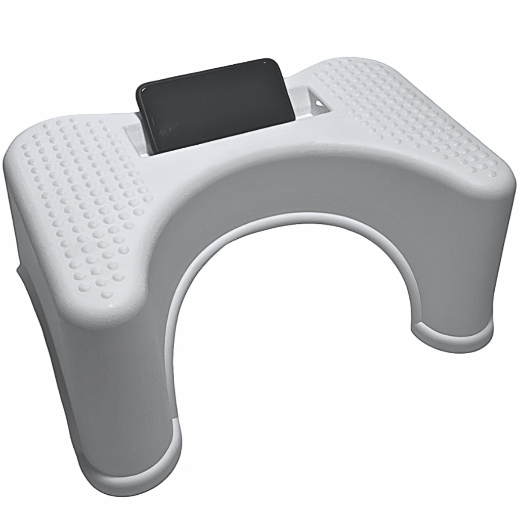 Banquinho Vaso Sanitário Com Porta Celular Apoio para os Pés Banheiro