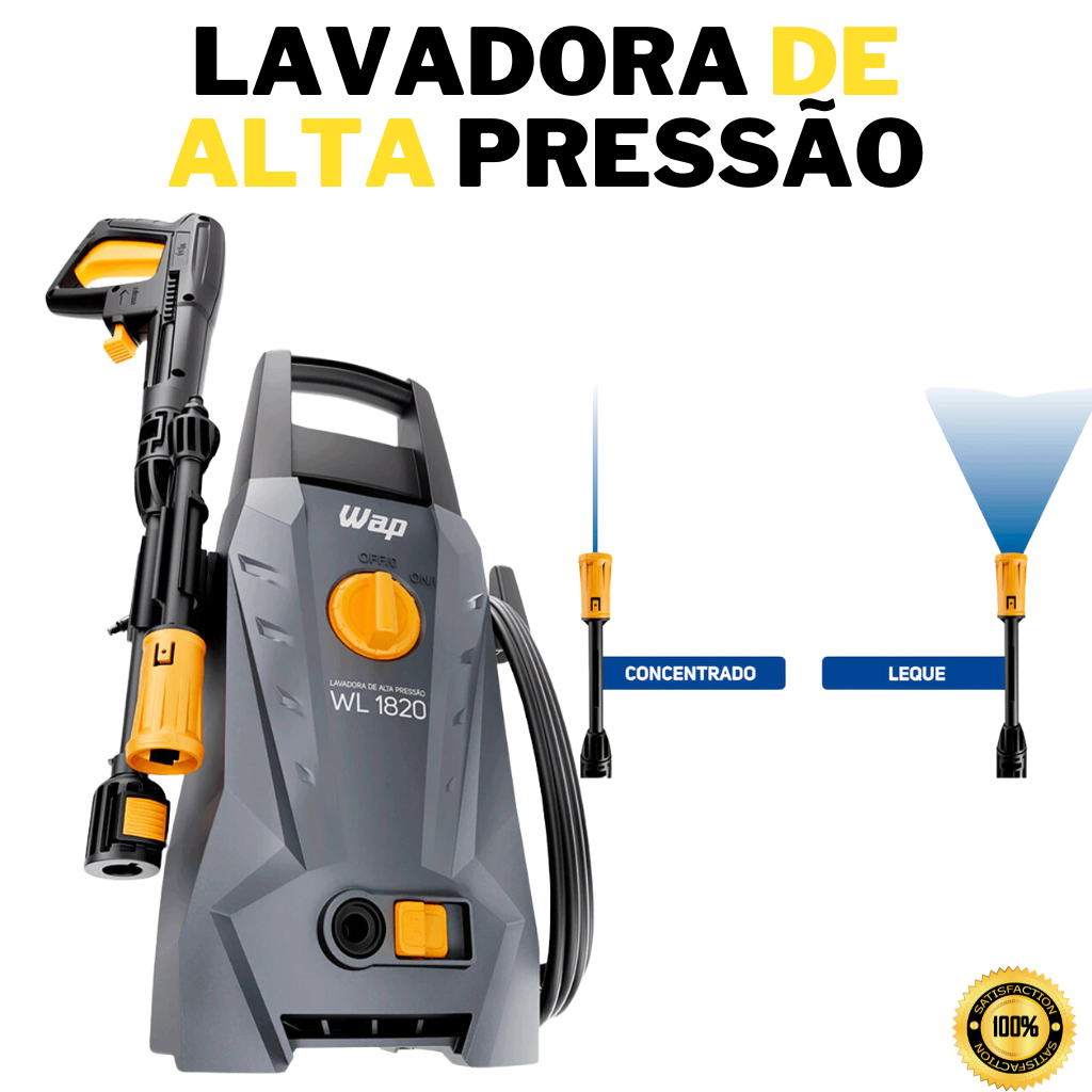 LAVADORA DE ALTA PRESSÃO 1400W 1500PSI WAP WL 1820 127V Desentupidora Pressão Extrema Turbo Lavar Ca