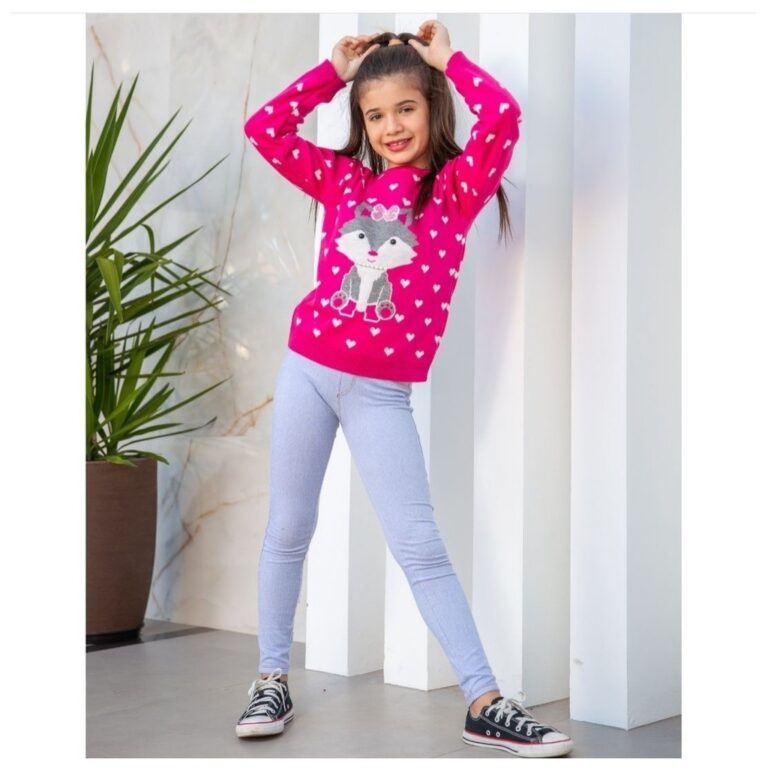 Sueter Infantil Trico Raposinha Para Meninas Quali