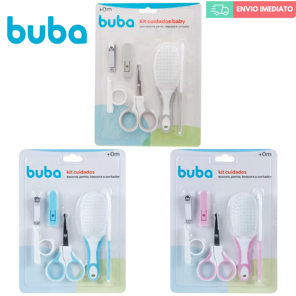 Kit Higiene Cuidados Bebê Escova, Pente, Tesoura, E Cortador BUBA