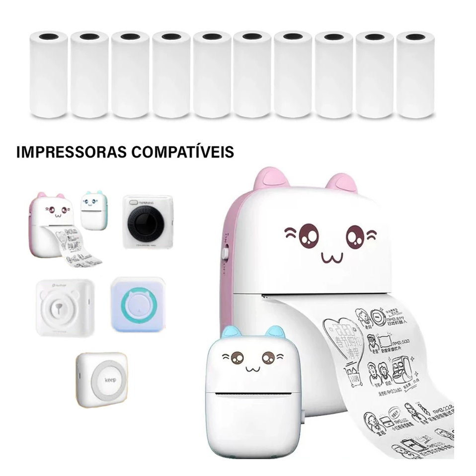 Kit 5 / 10 Bobina Térmica 57x30mm Não Adesivo Branco Rolo Para Mini Impressora Portátil