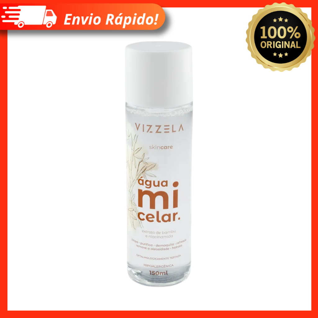 Água Micelar Limpeza Facial Skincare 150ml – Vizzela 100% Original