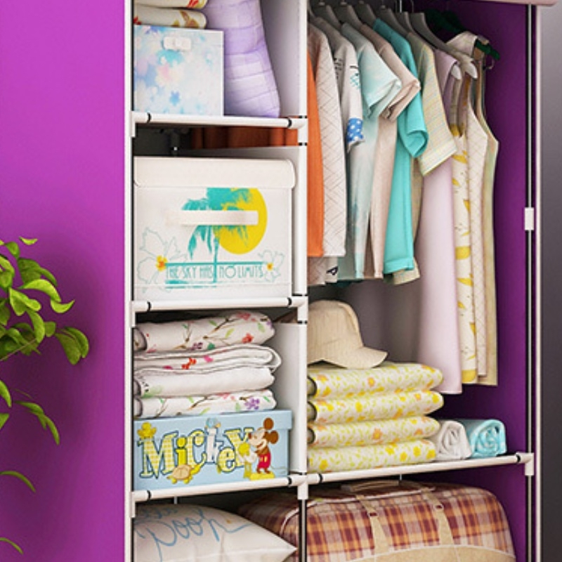 Guarda Roupa DobráVel 2 Portas ArmáRio Organizador PortáTil Multiuso Cabideiro Sapateira ImpermeáVéL