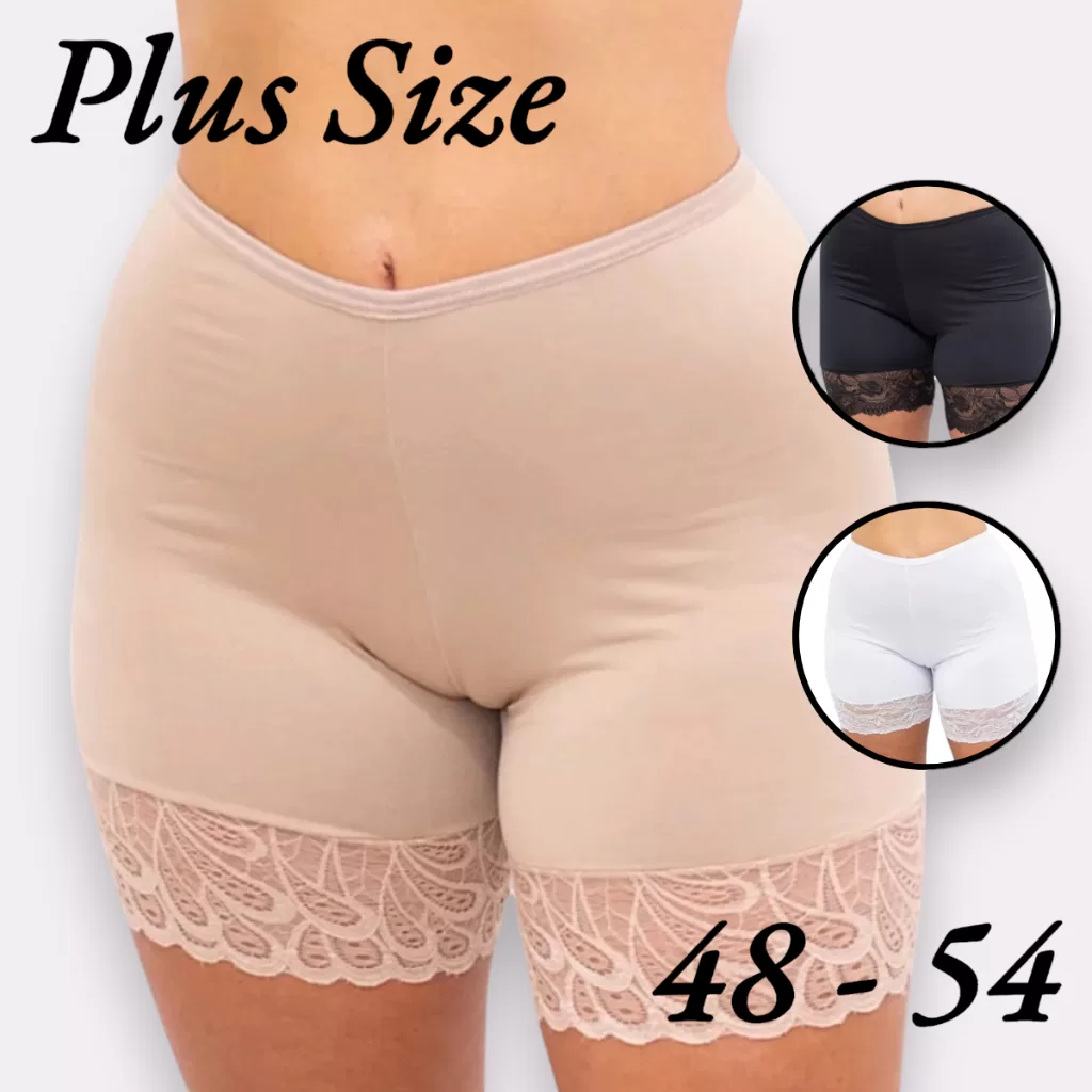 Kit 3 Short Anágua Plus Size 48-54 Básico Segunda Pele Bermuda Íntima Com Renda GNG Lingerie