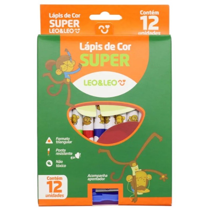 LÁPIS 12 CORES SUPER TRIANGULAR COM APONTADOR / L