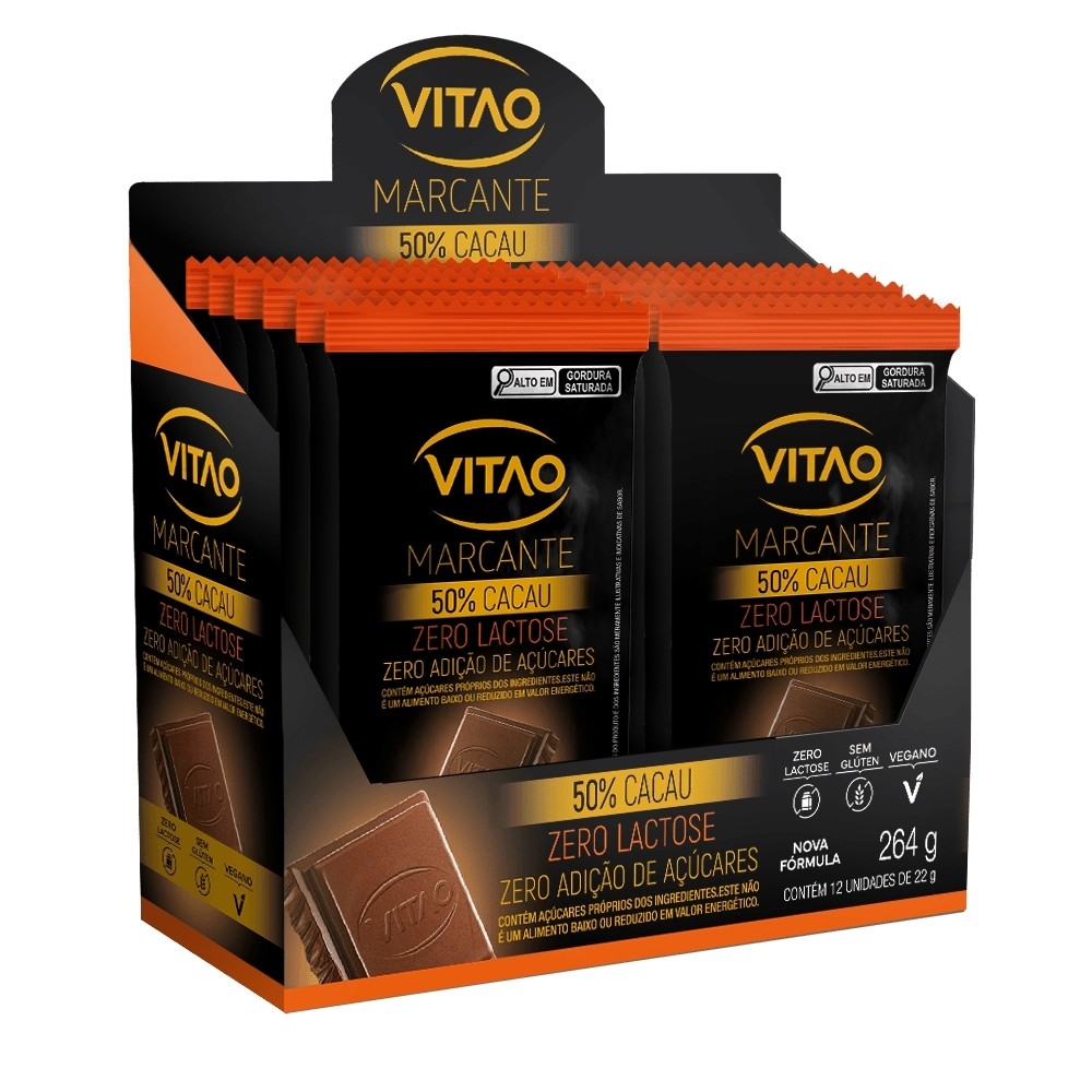 Kit Chocolate Sem Lactose Zero Açúcar Marcante 22G – 12 Unidades
