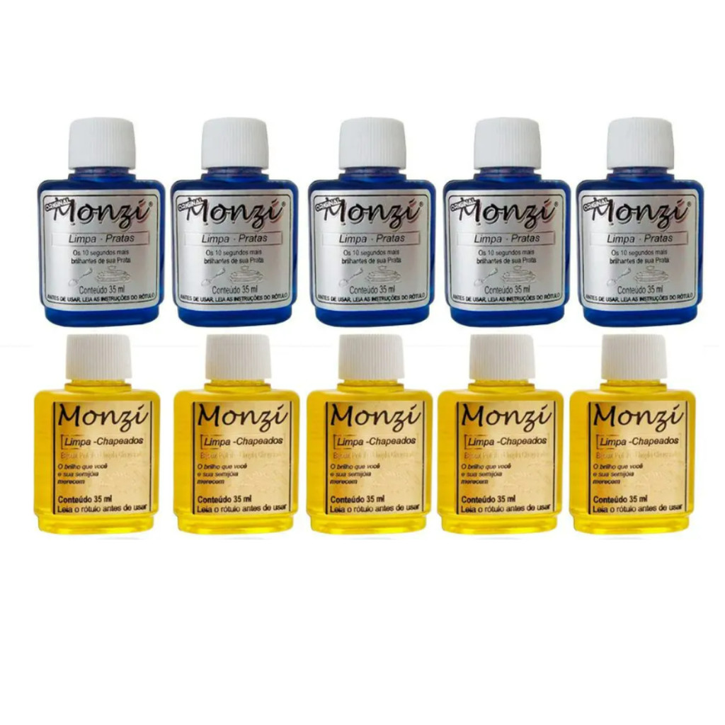 Kit 5 Limpa Prata e 5 Limpa Chapeados Atacado Limpa Joias Ouro/Prata