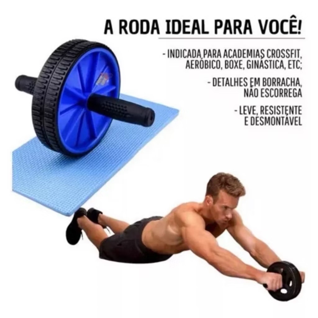 Roda abdominal para exercícios em casa, fitness antiderrapante funcional de camada dupla