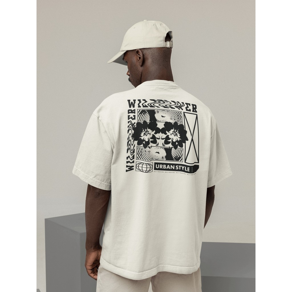 Camisa Camiseta Oversize Streetwear Masculino e Feminino Treino e Dia a Dia Preto e Off Whte Estampa