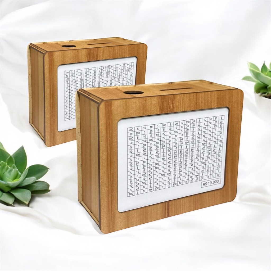 Kit De  Cofres Woodbox MDF Marrom Desafio Japones 1000 5000 10000