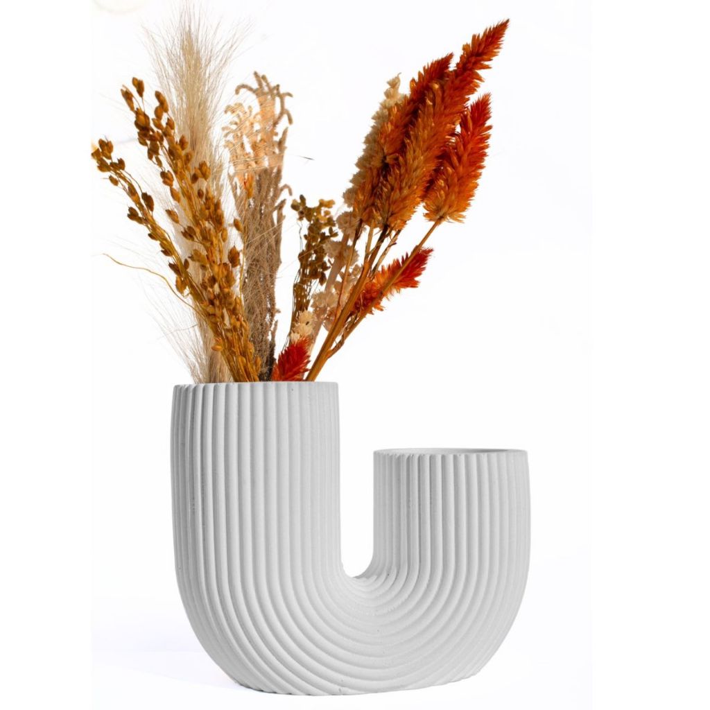 Vaso Listras Duplo Joana Artesanal 15cm Em Cimento