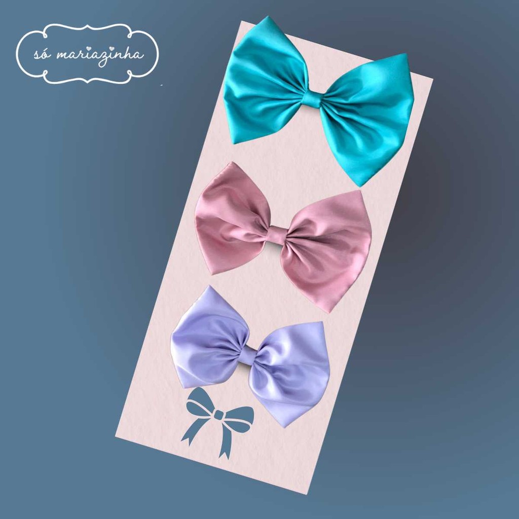 kit Laço Decorativo de Cabelo Com 3 unidades: TIFANY, ROSA SECO, LILAS REF4201