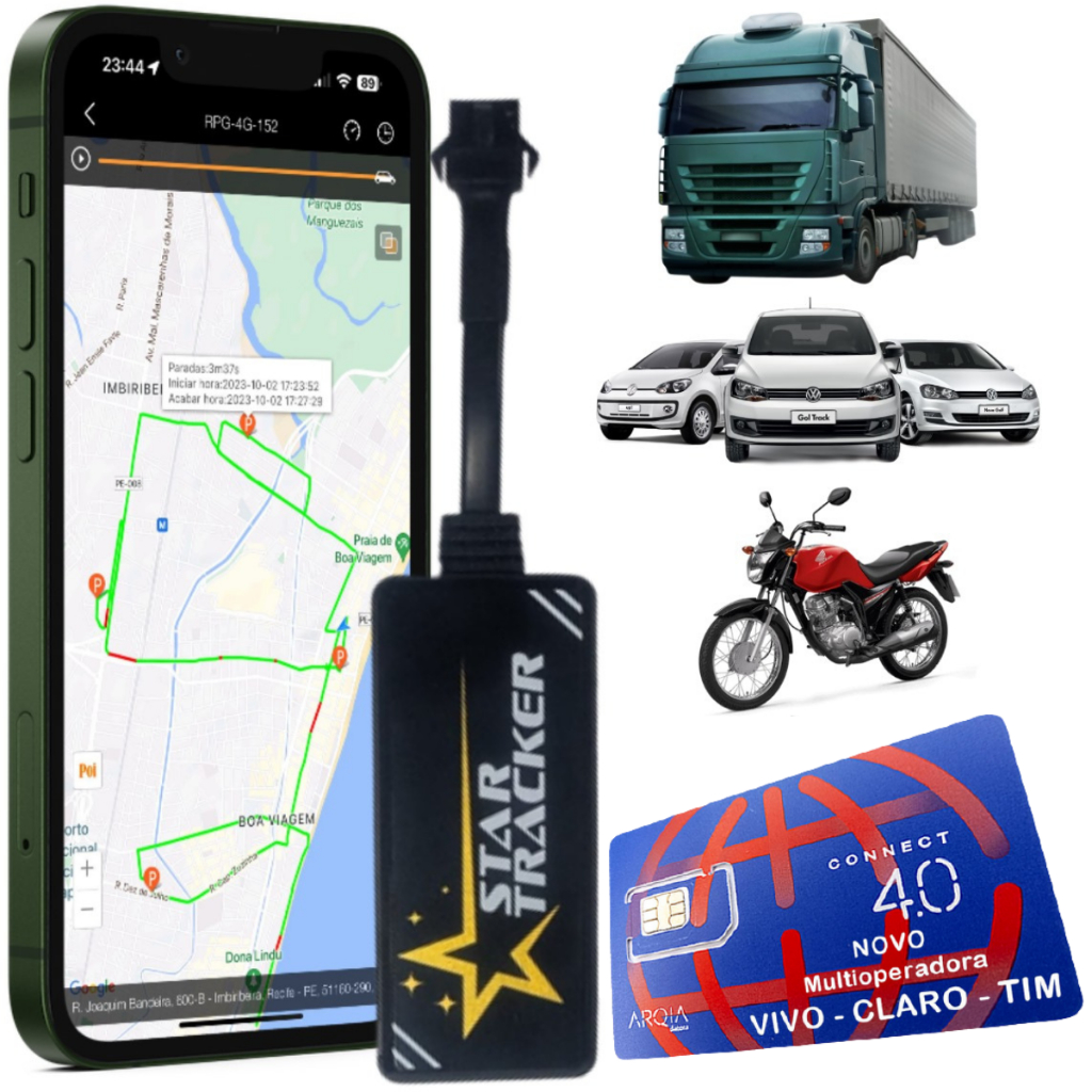 Rastreador Veicular Gps Carro Eletrico Moto Caminhao Chip Com Aplicativo Em Tempo Real